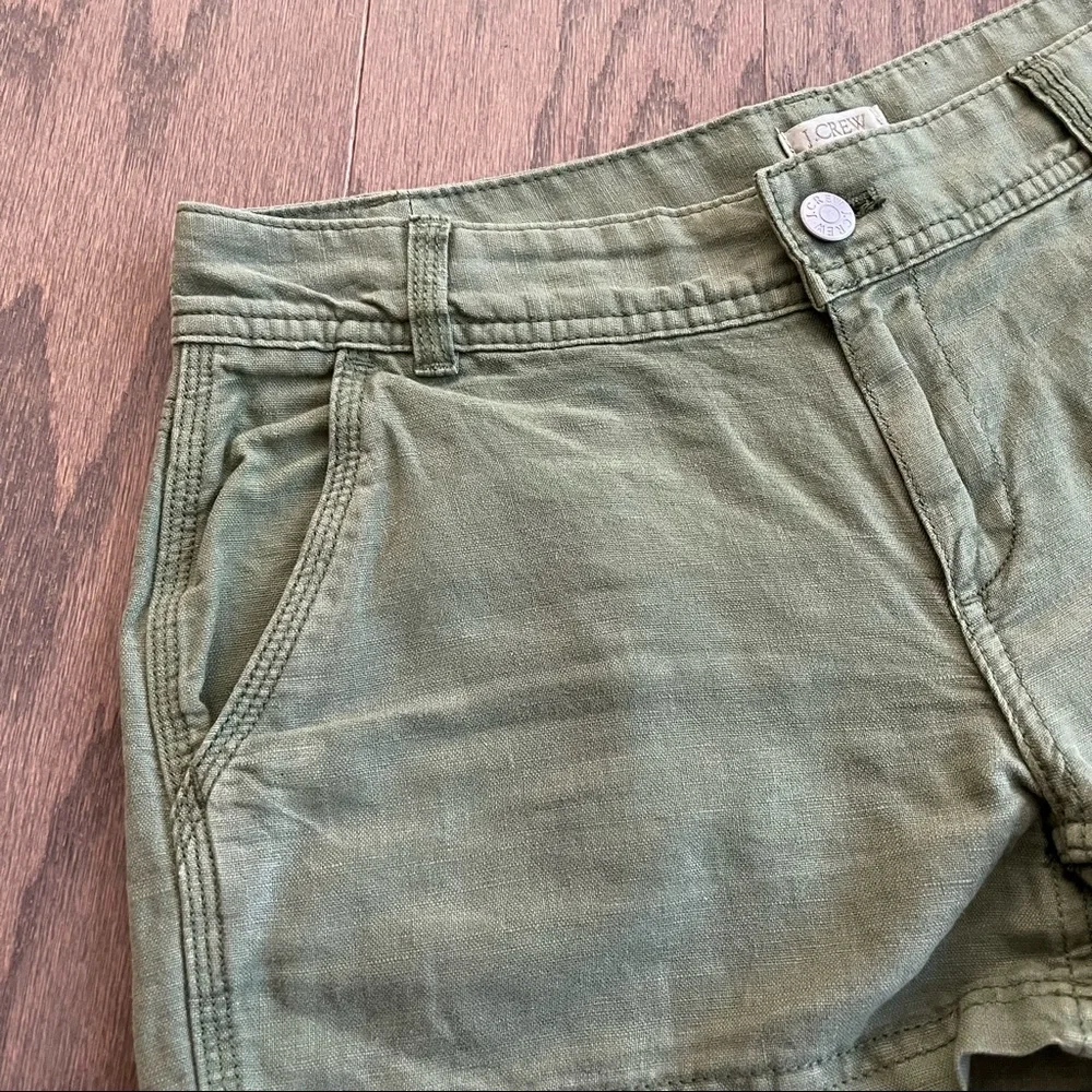 J. Crew Army Green Linen Shorts